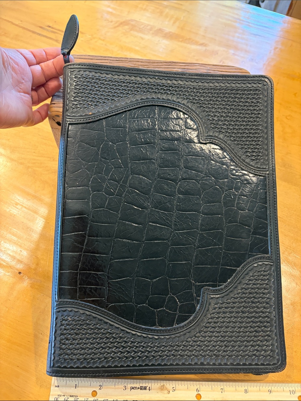 Vogt Hand Tooled Leather Folio Zipper Case